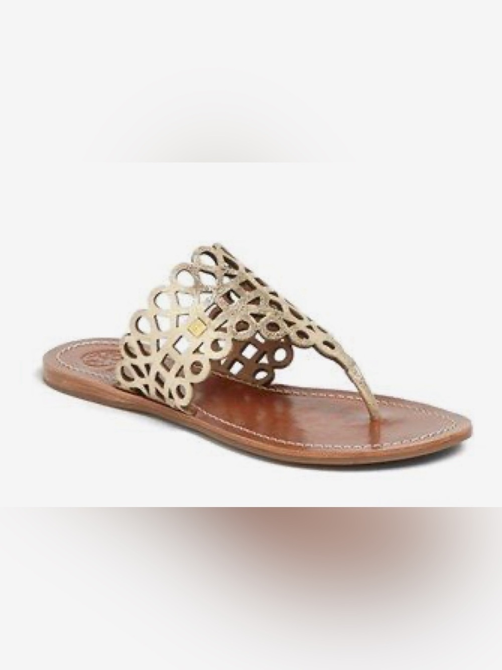 Tory Burch Davy Metallic Gold Laser-Cut Thong Sandal size 6.5